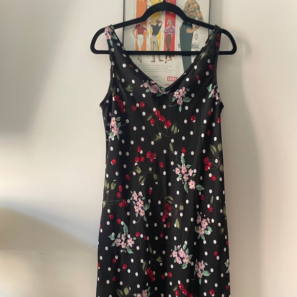 🍒SATC 90s Vintage Style Cherry Polka Dot Style Dress - Picture 1 of 4